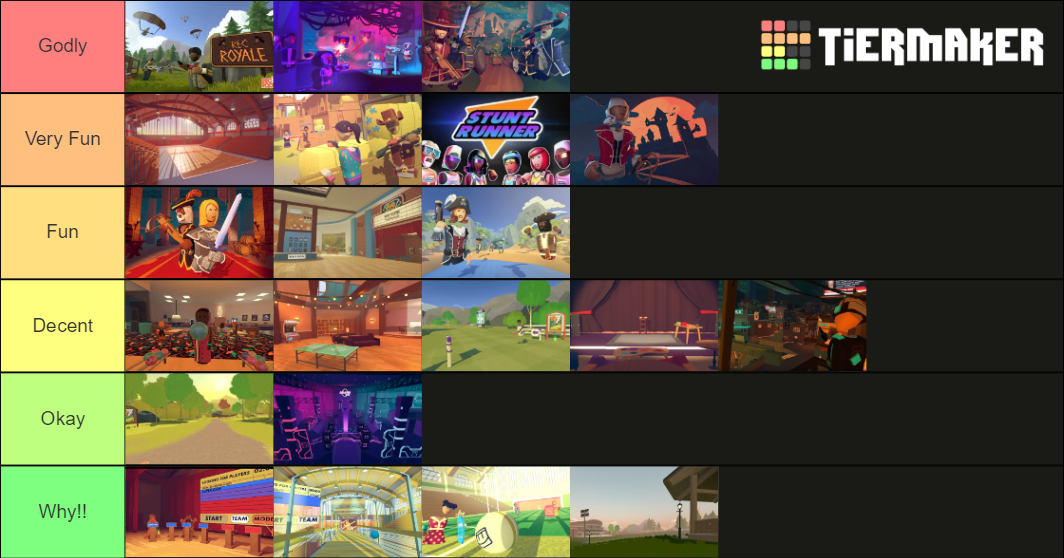 Rec Room Originals Tier List Rankings) TierMaker