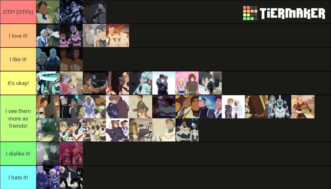 Rank the Voltron ships! Tier List Rankings) TierMaker