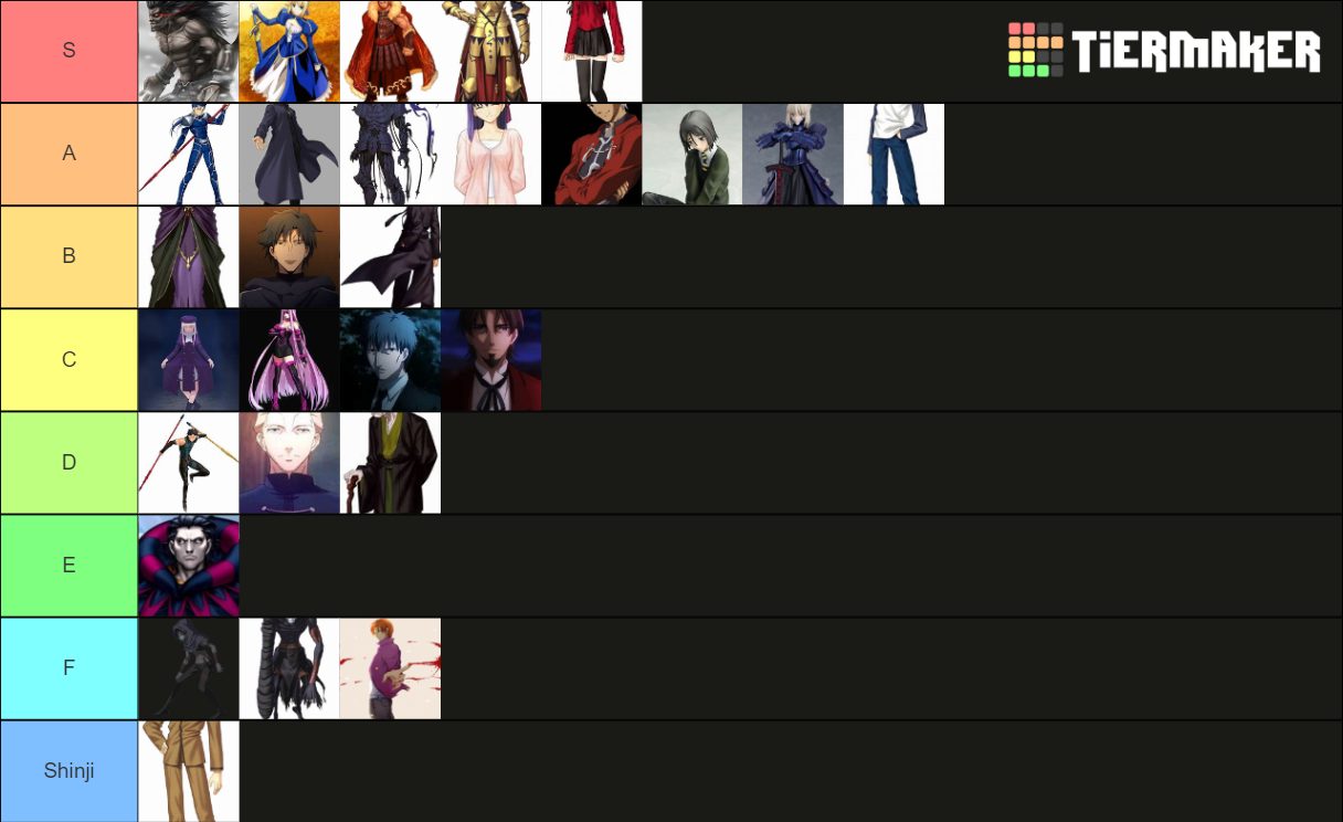 Fate Stay Night / Zero Tier List Rankings) TierMaker