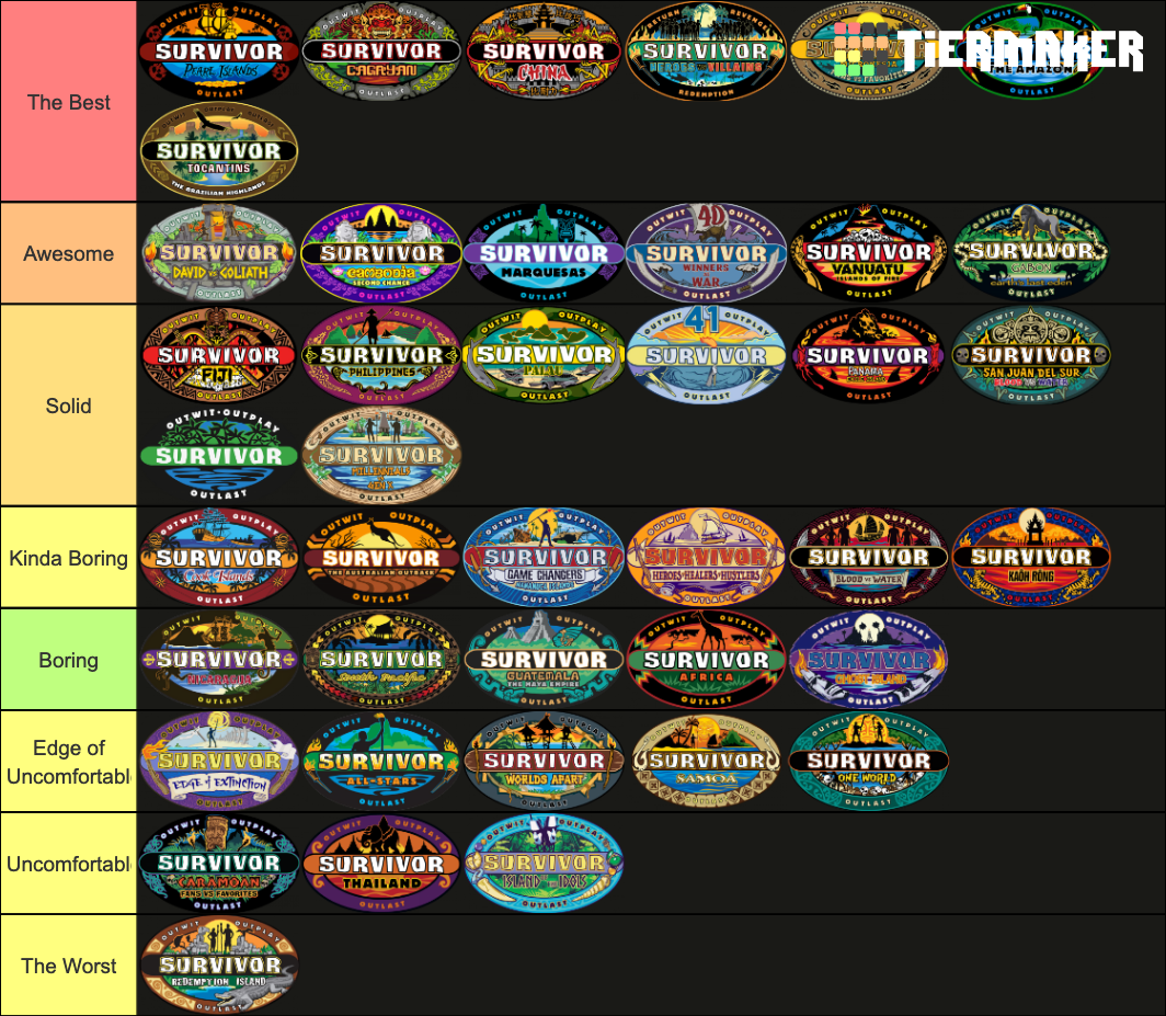 Survivor Seasons (1-41) Tier List (Community Rankings) - TierMaker