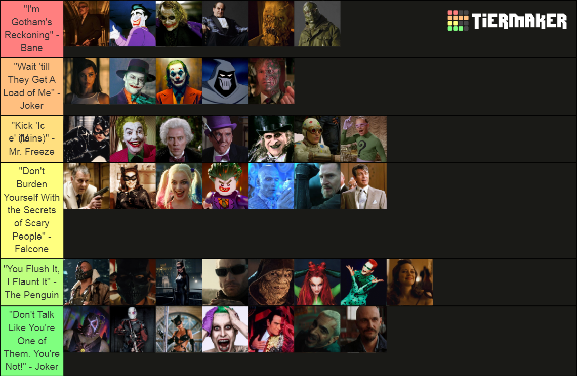 Batman Movie Villains Ranked Tier List (Community Rankings) - TierMaker