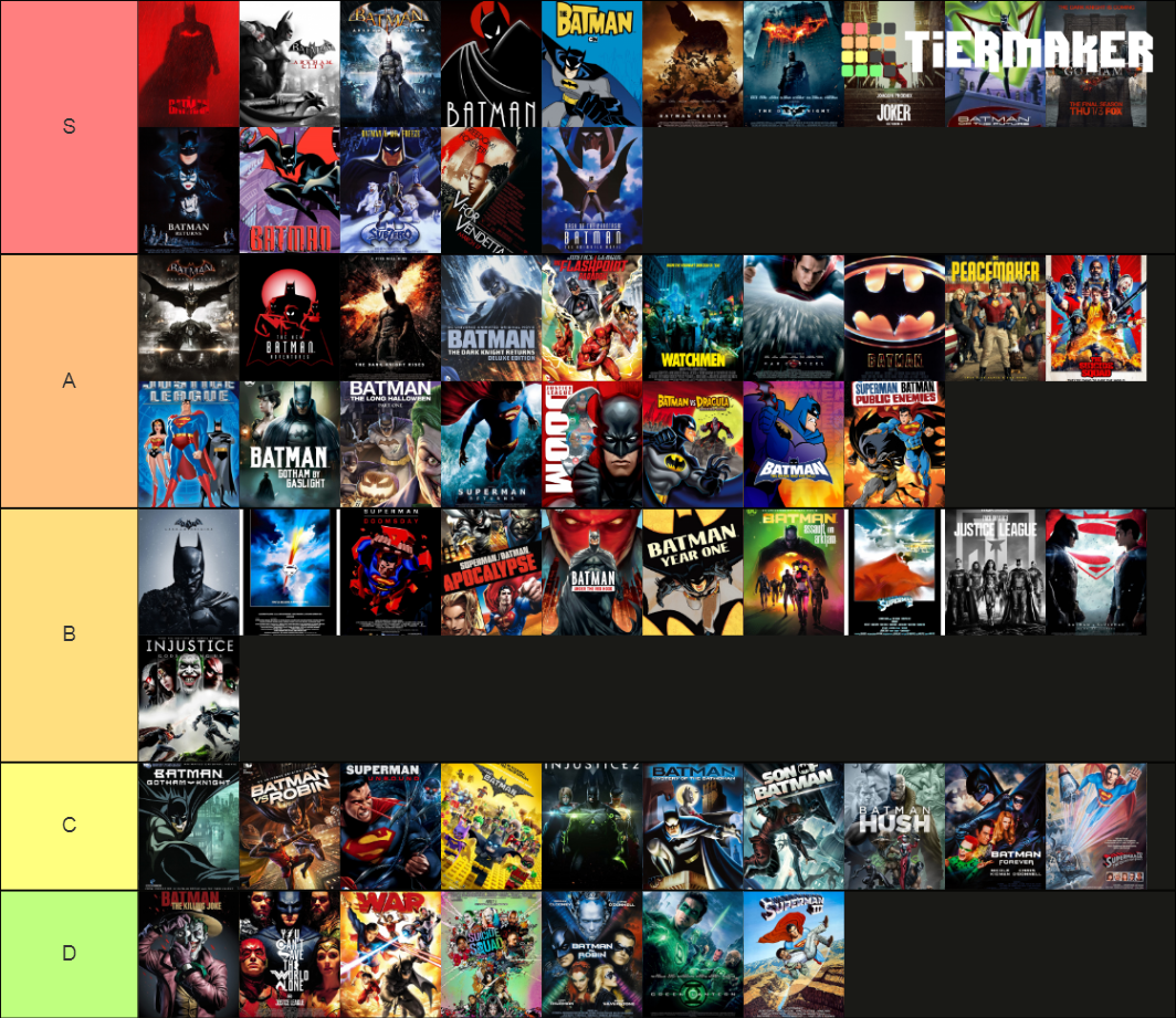 DC Movies, Series and Games Tier List Rankings) TierMaker