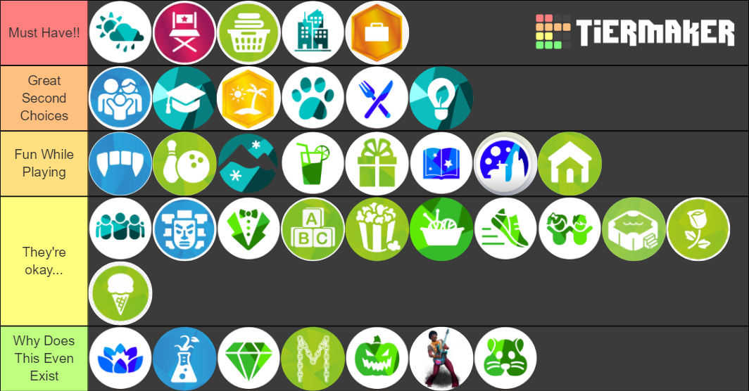 Sims 4 Packs Tier List Rankings) TierMaker