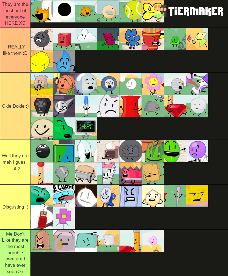 BFB Characters Tier List (Community Rankings) - TierMaker