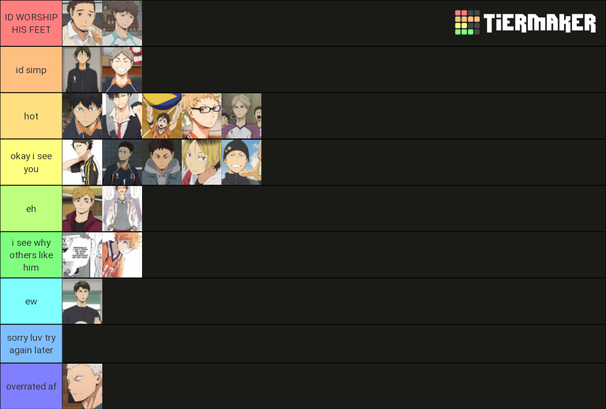how hot are haikyuu characters Tier List (Community Rankings) - TierMaker