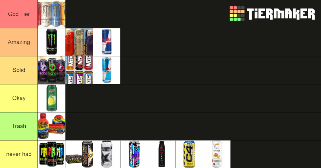 Energy Drink Brands Tier List (Community Rankings) - TierMaker