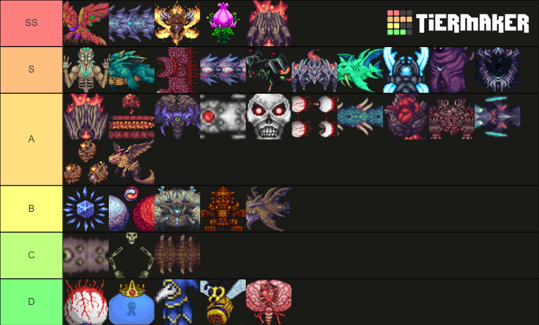 Terraria Vanilla/Calamity Bosses Tier List Rankings) TierMaker