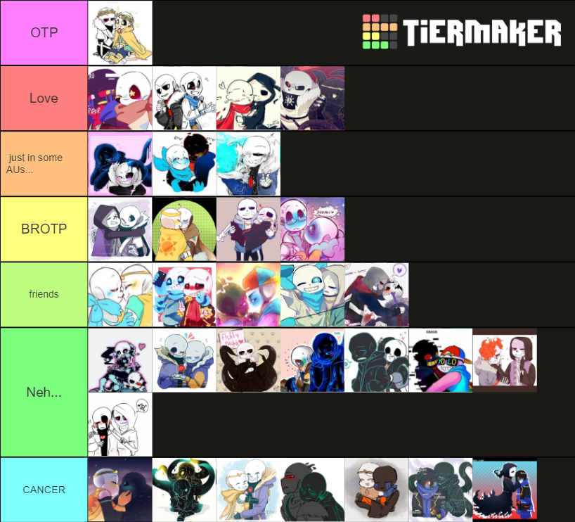 Undertale Sanscest ship Tier List (Community Rankings) - TierMaker