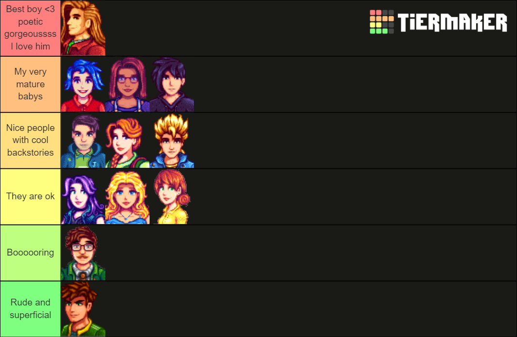 Stardew Valley Bachelors Tier List (Community Rankings) - TierMaker