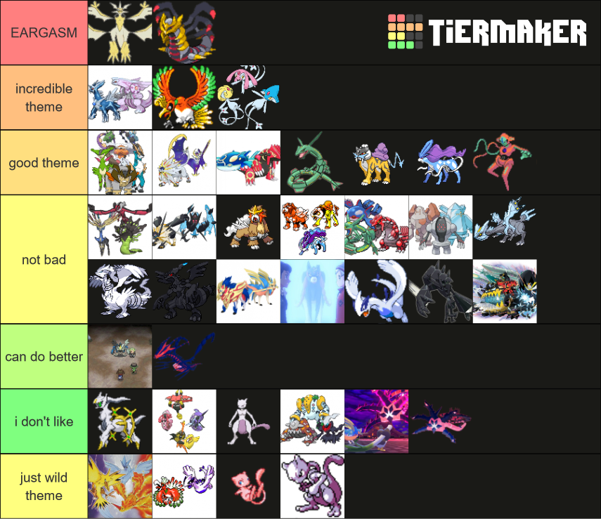 Legendary Pokemon Battle Themes Tier List (Community Rankings) - TierMaker