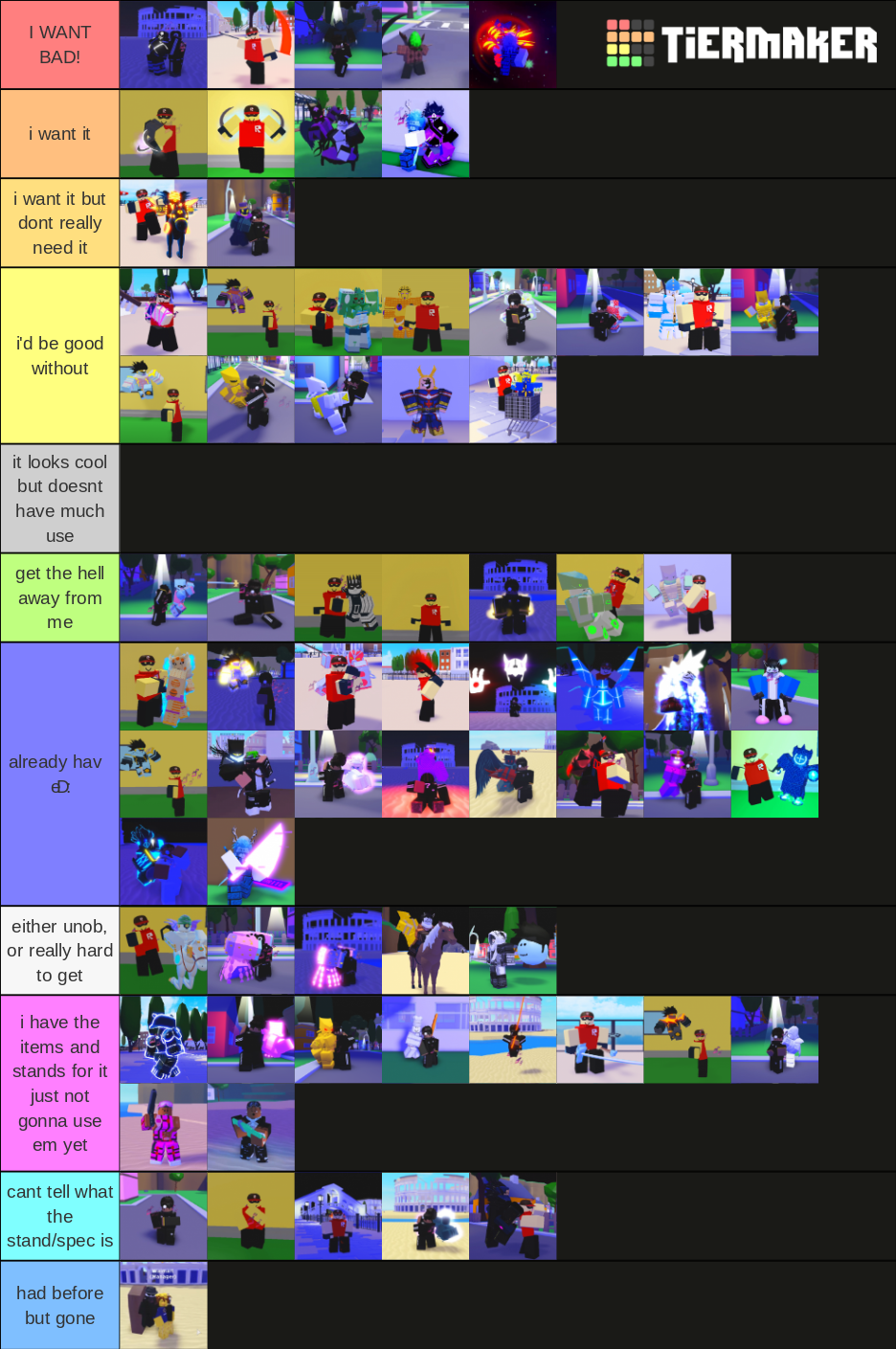 AUT Stands Tier List Rankings) TierMaker