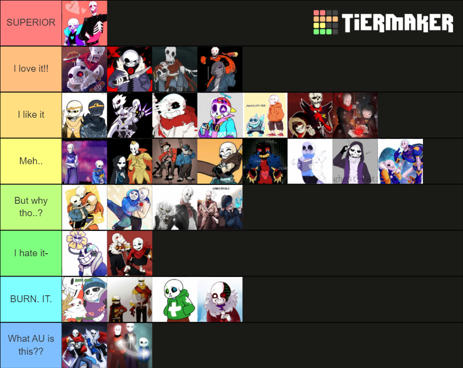 All Undertale AUs Tier List (Community Rankings) - TierMaker