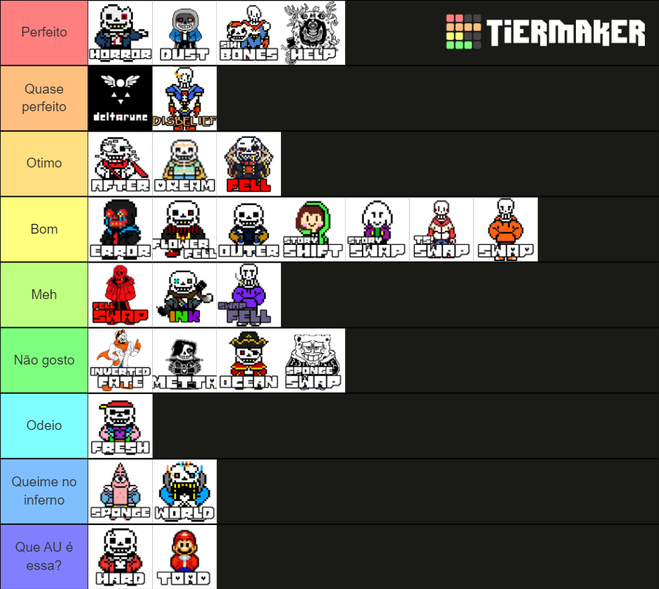 Undertale AU's Tier List (Community Rankings) - TierMaker