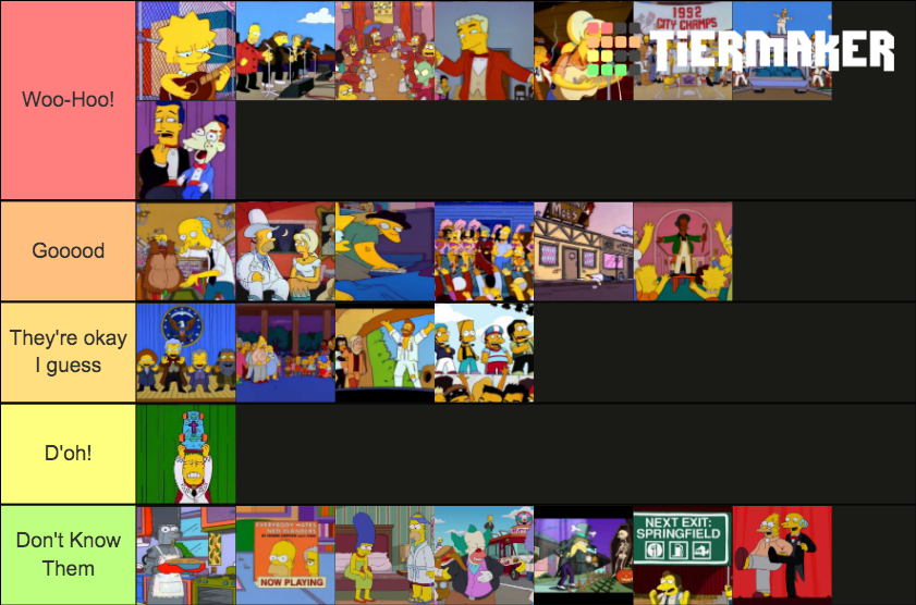 The Simpsons Songs Tier List (Community Rankings) - TierMaker