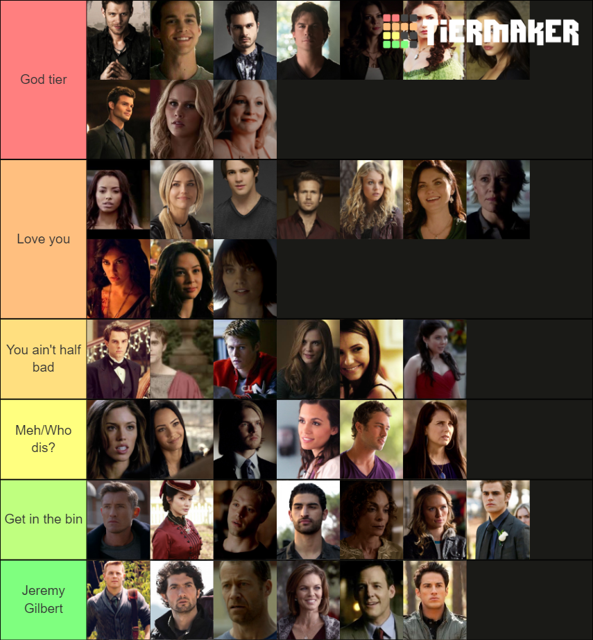 The Vampire Diaries characters Tier List Rankings) TierMaker