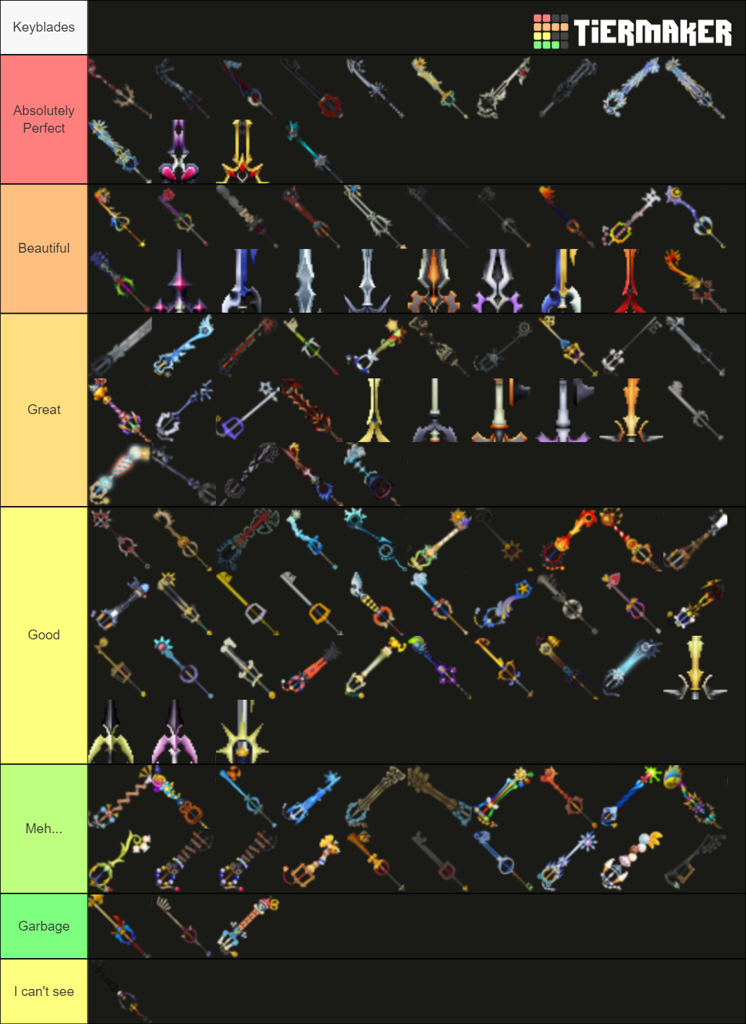 Complete Kingdom Hearts Keyblade Tier List (Community Rankings) - TierMaker