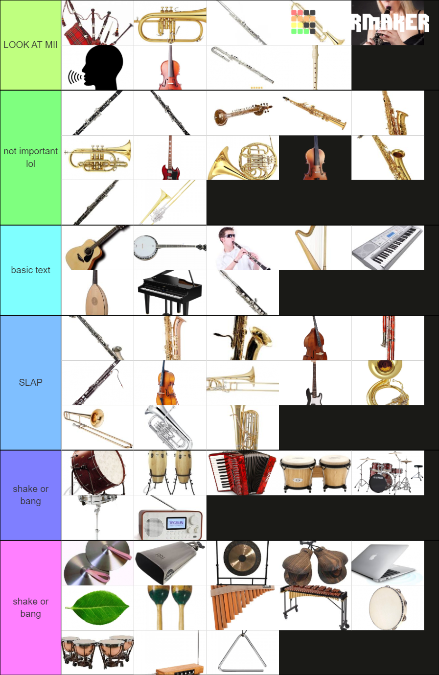 INSTRUMENT TIER LIST Tier List Rankings) TierMaker