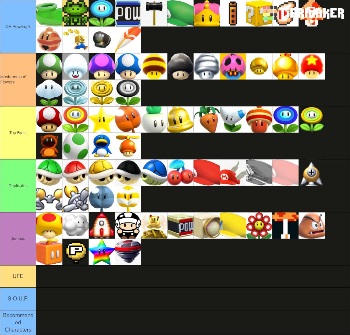 Mario Power-Ups W.I.P. Tier List (Community Rankings) - TierMaker