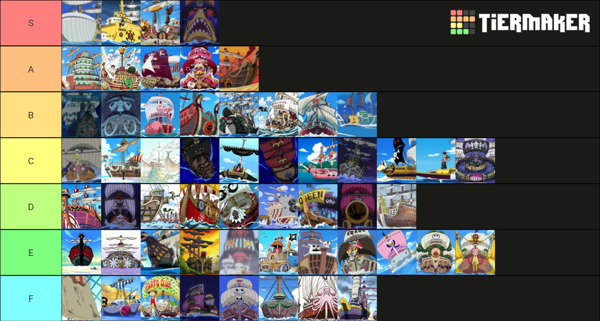 Schiffe in One Piece geranked Tier List Rankings) TierMaker