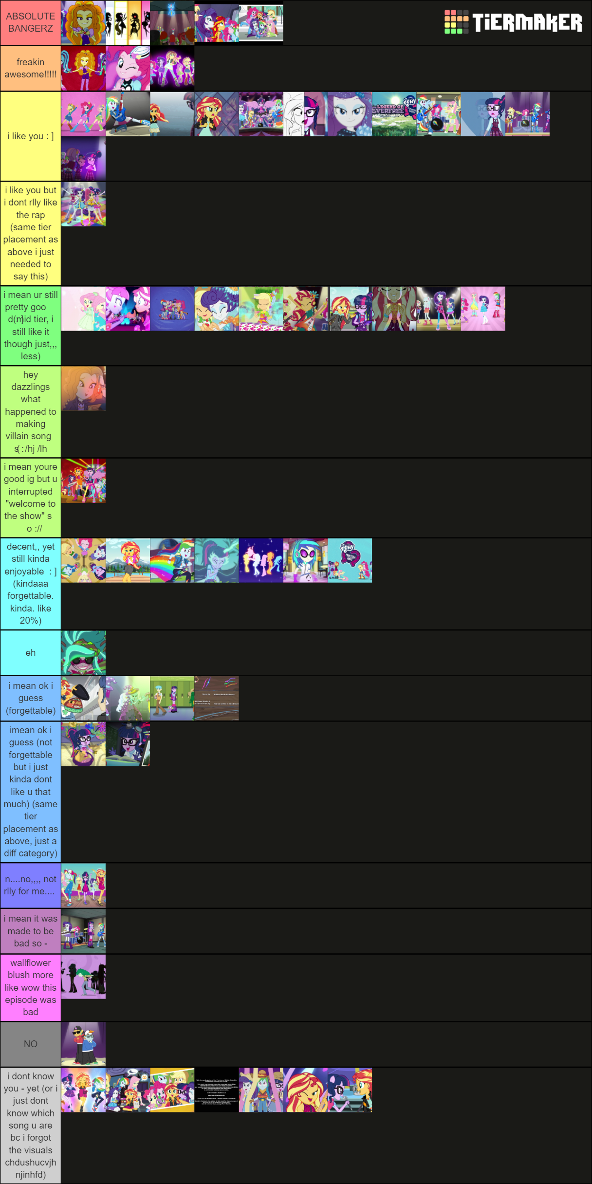 All My Little Pony Equestria Girl Songs. Tier List (Community Rankings ...