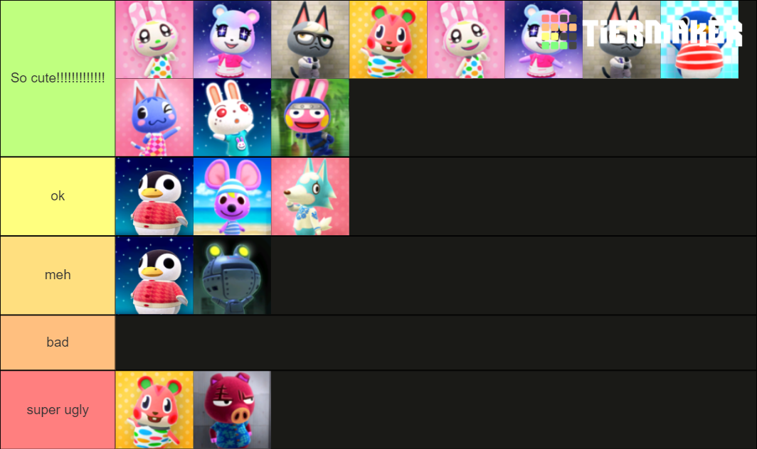 Cutest Animal Crossing Characters Tier List Rankings) TierMaker