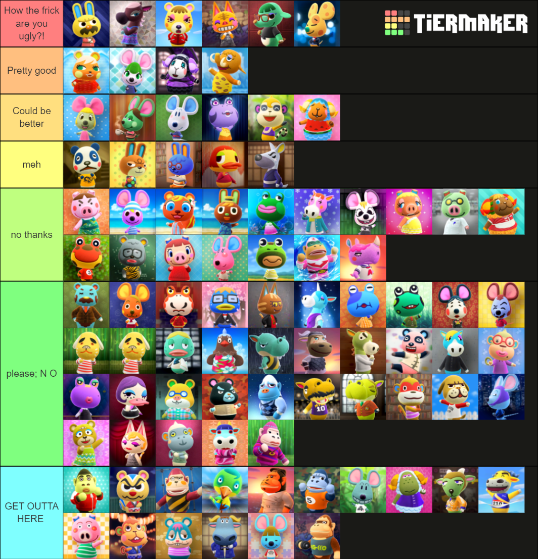 ACNH ugliest villagers (by far) Tier List (Community Rankings) - TierMaker