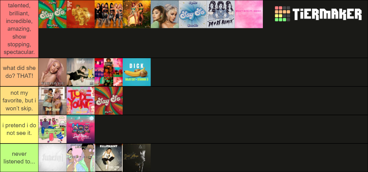 doja cat features!!!!!!!! Tier List Rankings) TierMaker