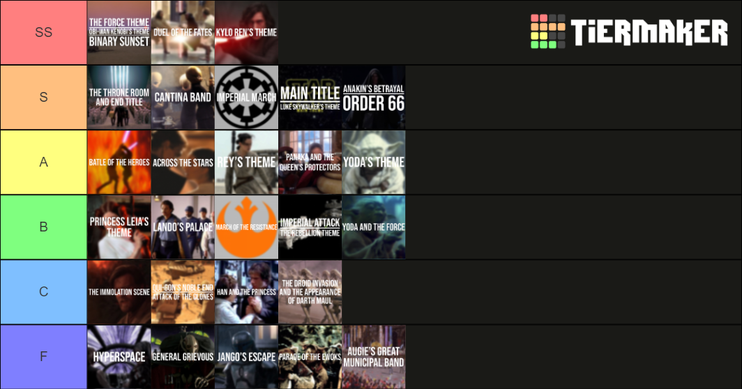 STAR WARS SONGS (SKYWALKER SAGA) Tier List Rankings) TierMaker