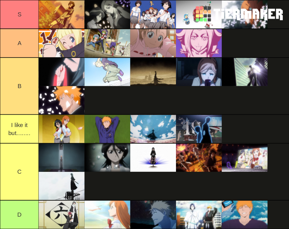 Bleach Ending Tier List Rankings) TierMaker