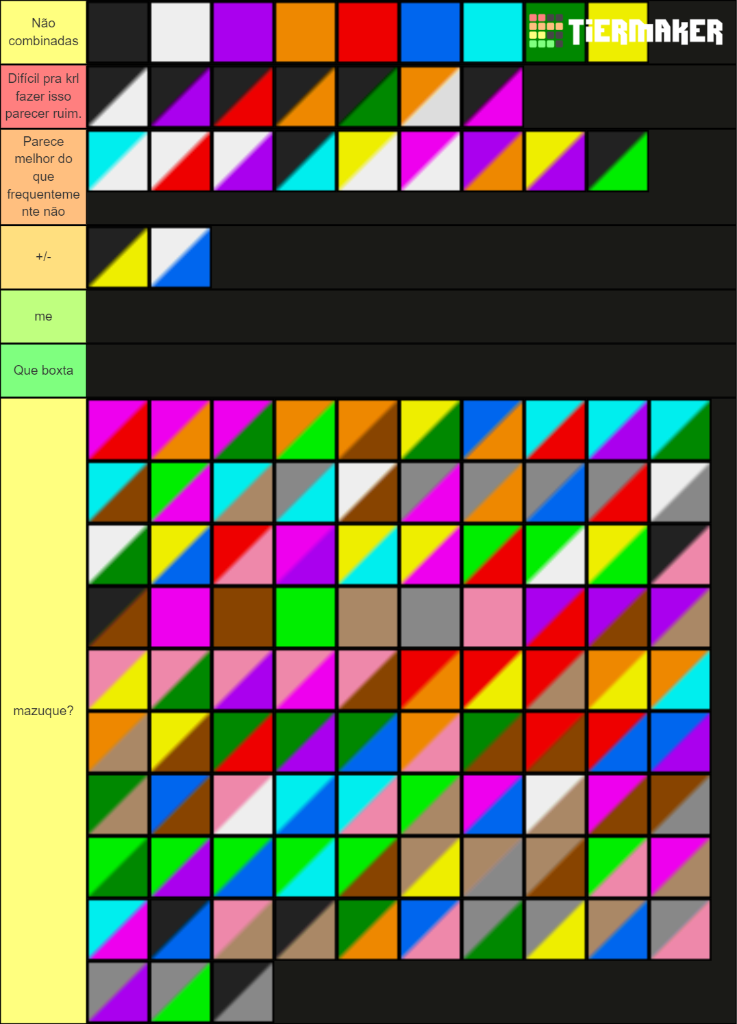 Color Combinations (15 colors) Tier List (Community Rankings) - TierMaker