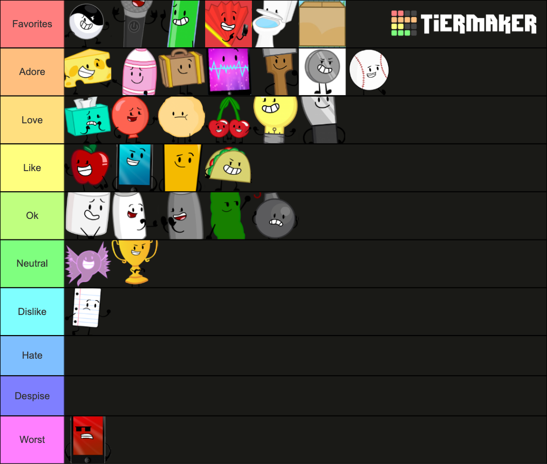 Inanimate insanity characters Tier List (Community Rankings) - TierMaker