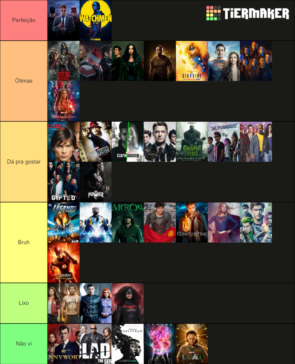 Modern Marvel and DC TV Shows Tier List Rankings) TierMaker