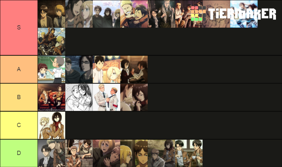 attack on titan aot shingeki no kyojin snk ship Tier List