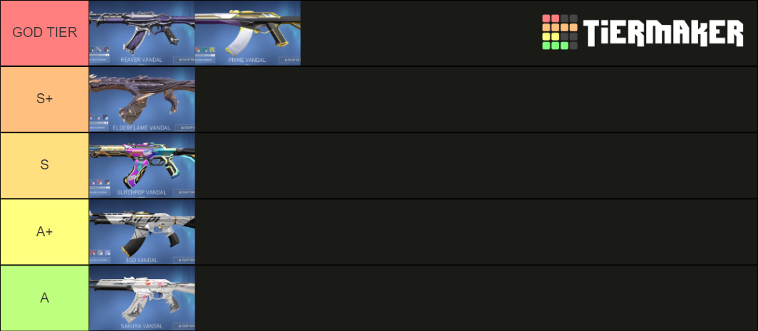 Vandal skins Tier List (Community Rankings) - TierMaker