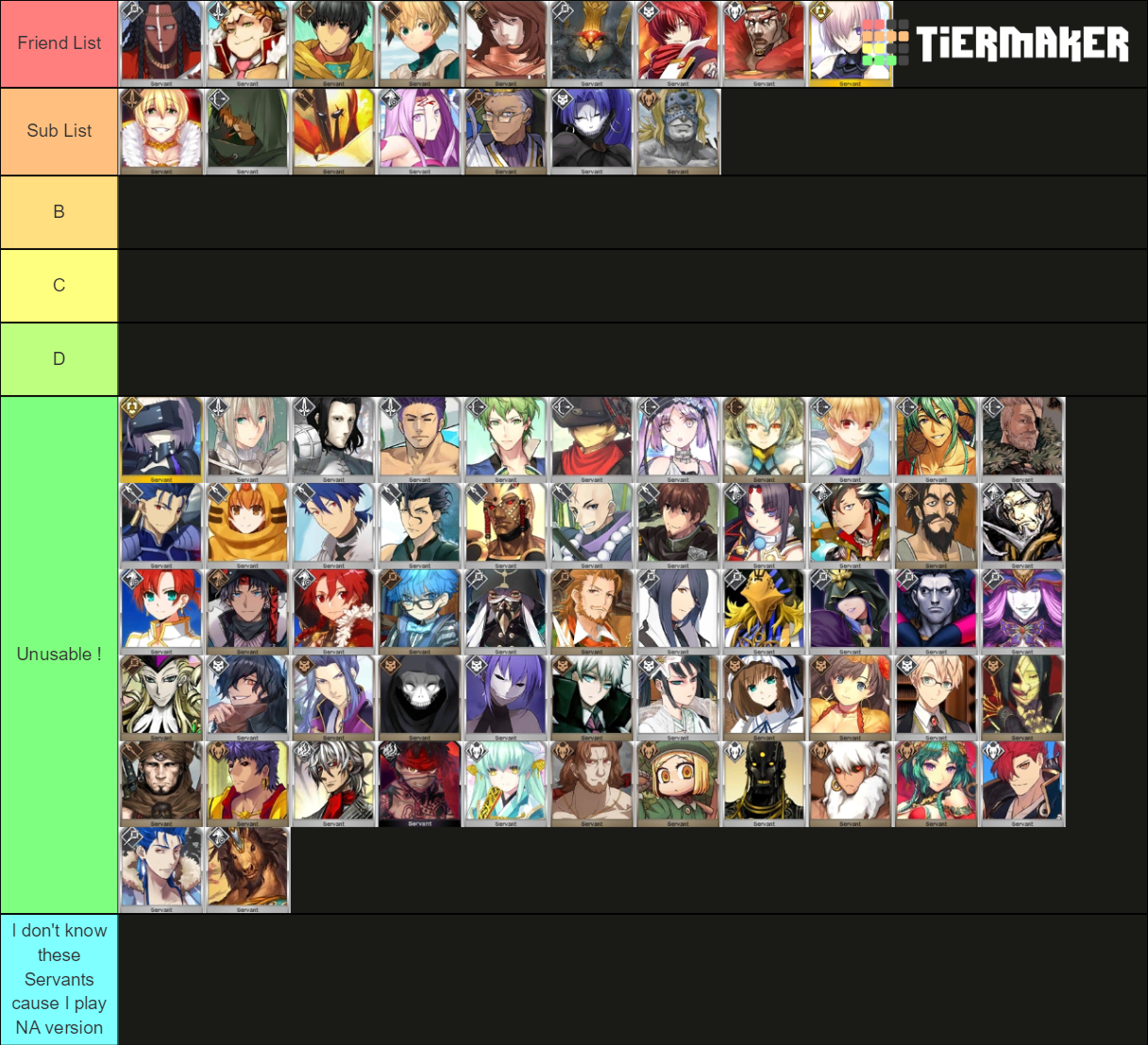 Fgo 1 3 Servants Tier List Community Rankings Tiermaker 2934