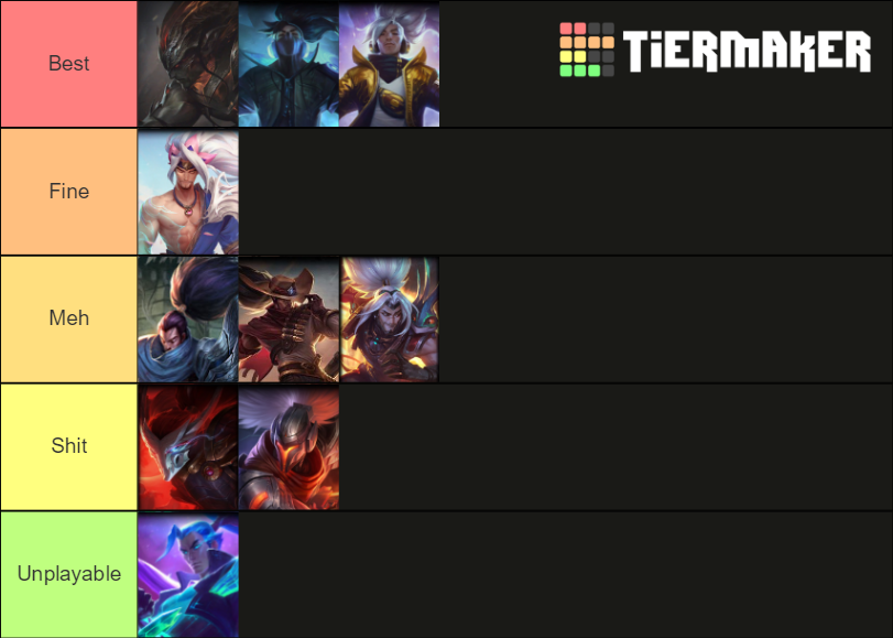 Yasuo best skin rank Tier List (Community Rankings) - TierMaker