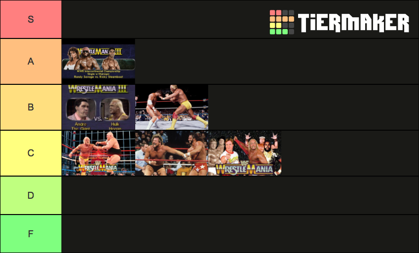 Wrestlemania Matches Tier List Rankings) TierMaker