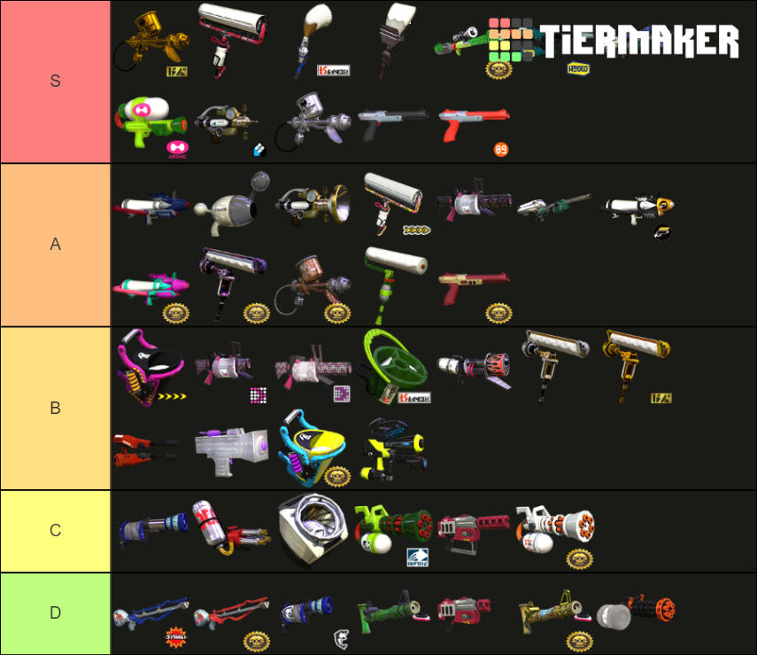 Splatoon 1 Weapons Tier List (Community Rankings) - TierMaker