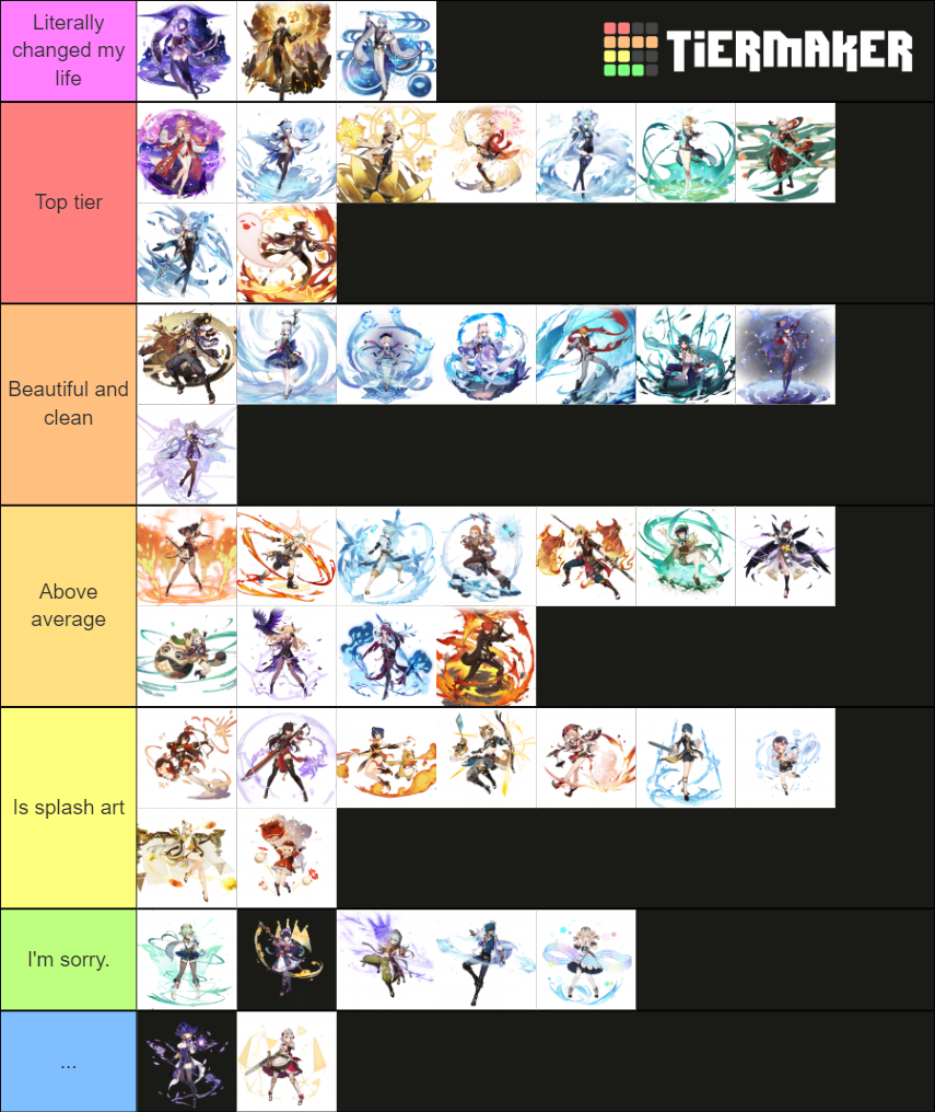Genshin Splash Art Tier List Rankings) TierMaker