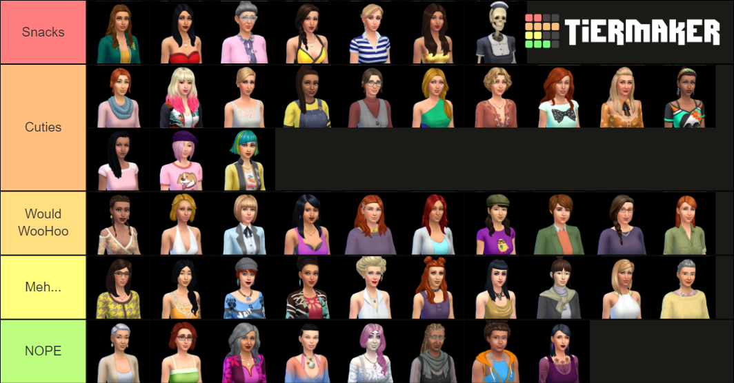 Sims 4 Female Townies (Revised) Tier List (Community Rankings) - TierMaker