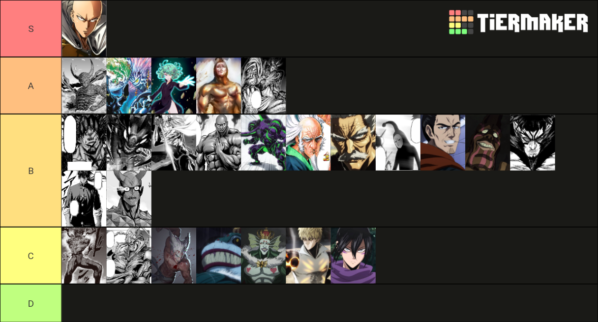 One Punch Man Strength tiers Tier List Rankings) TierMaker