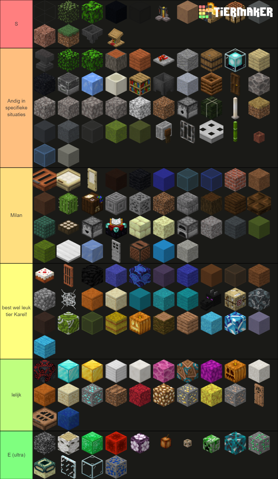 Minecraft Block Tier List (Community Rankings) - TierMaker