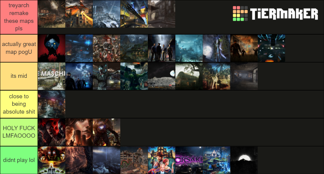 all treyarch zombie maps updated Tier List Rankings) TierMaker