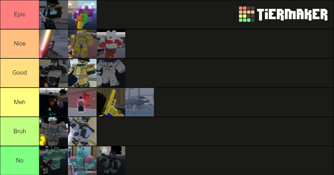 YBA stand skins Tier List (Community Rankings) - TierMaker