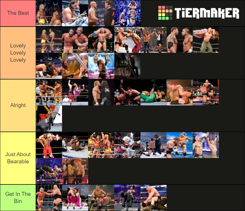 WrestleMania Main Events Tier List Rankings) TierMaker