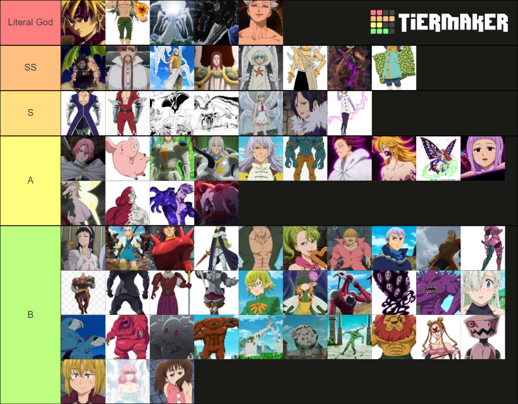 Seven Deadly Sins Tier List Rankings) TierMaker