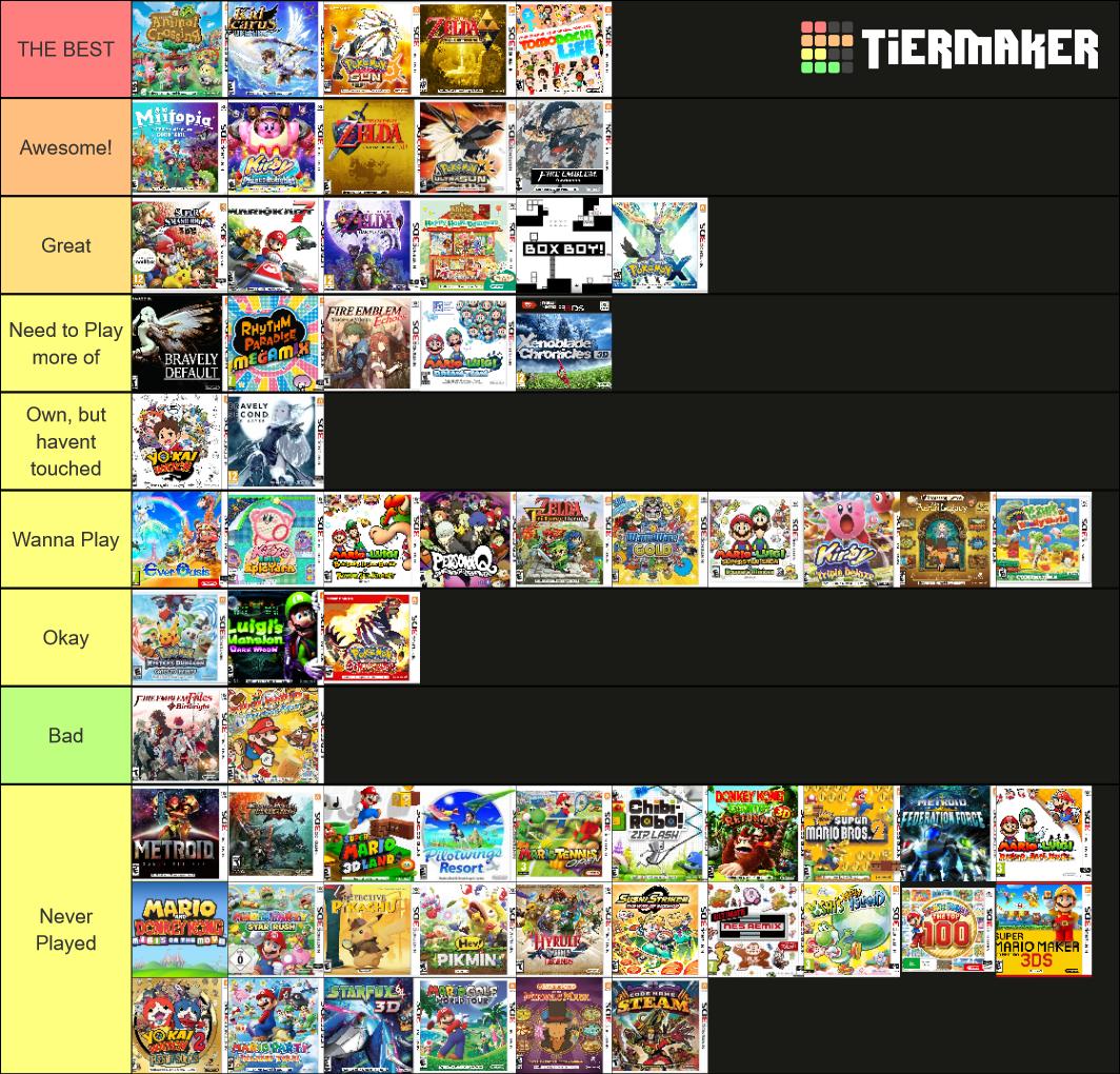 The Best 3DS Games Tier List (Community Rankings) - TierMaker