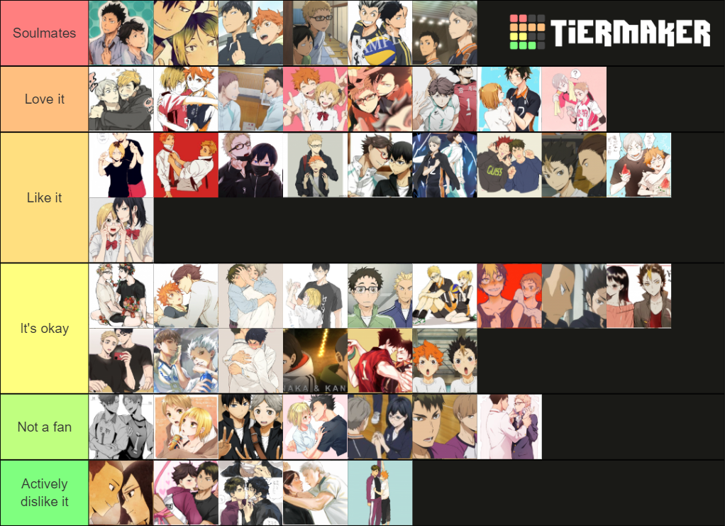 haikyuu ship sorter Tier List Rankings) TierMaker