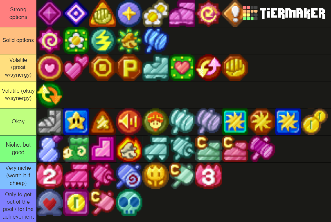 Paper Mario 64 Badges Tier List Rankings) TierMaker
