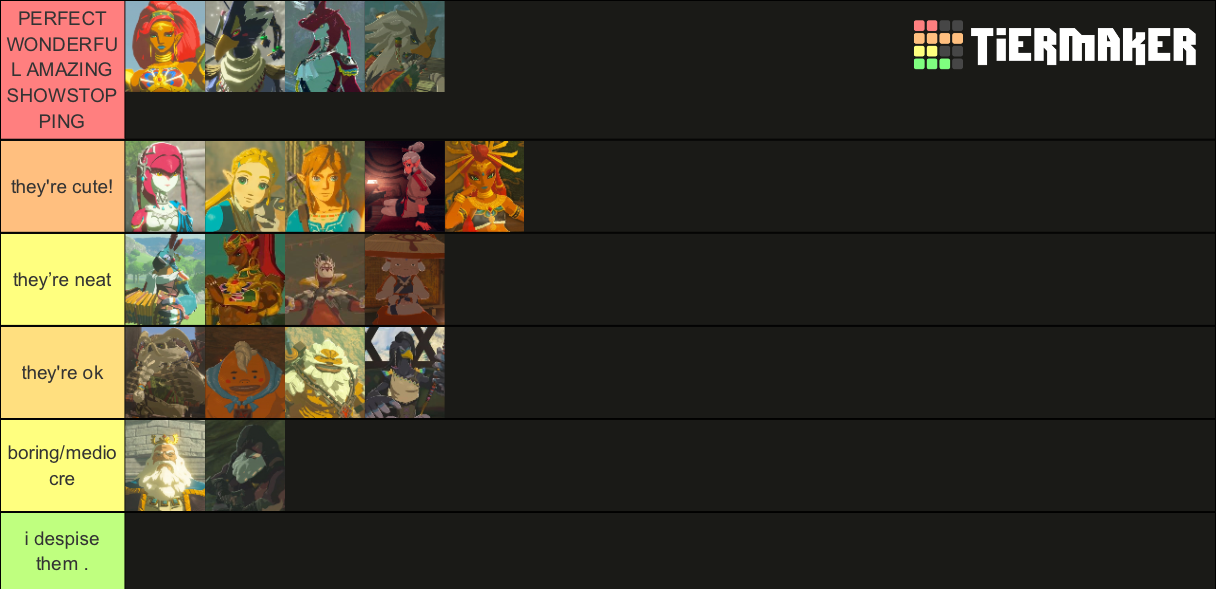 zelda botw character rating Tier List Rankings) TierMaker